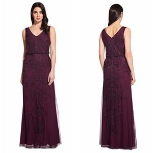 Adrianna Papell purple beaded long formal dress